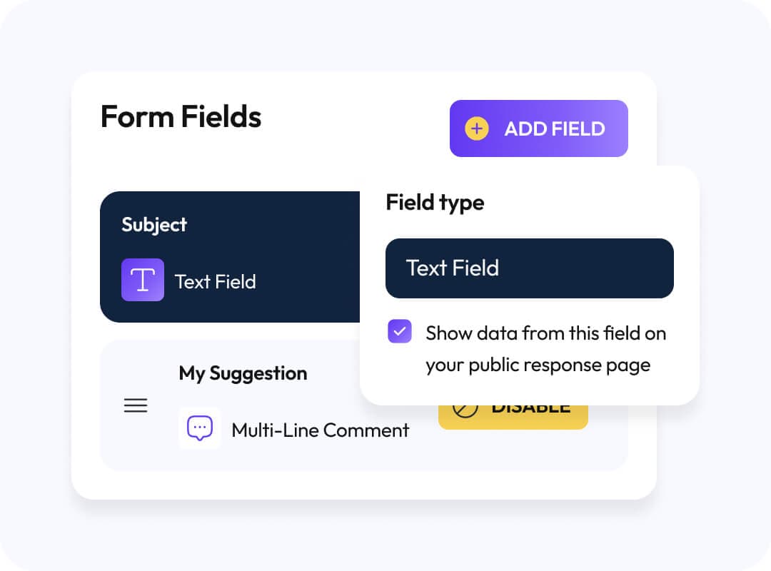 Custom forms and fields