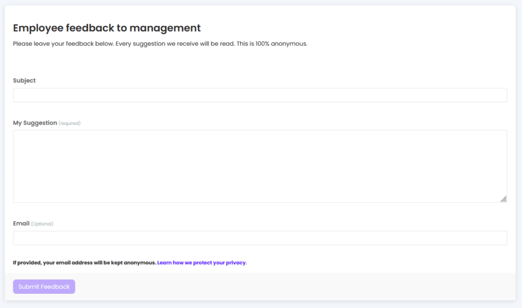 Employee feedback survey template.