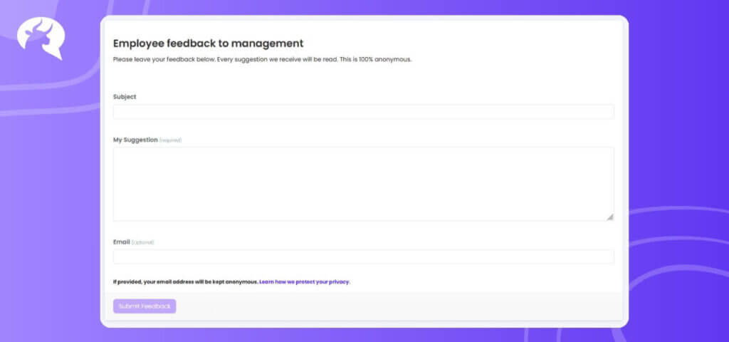 Screenshot of an anonymous suggestion box